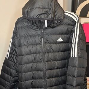 Adidas Black Puffer Jacket with White Accents